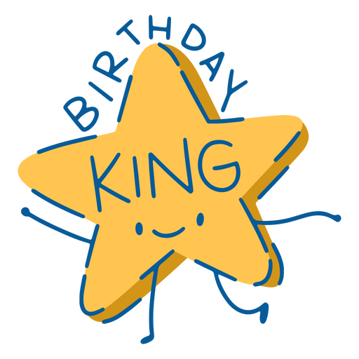 Star with the word birthday king on it PNG Design