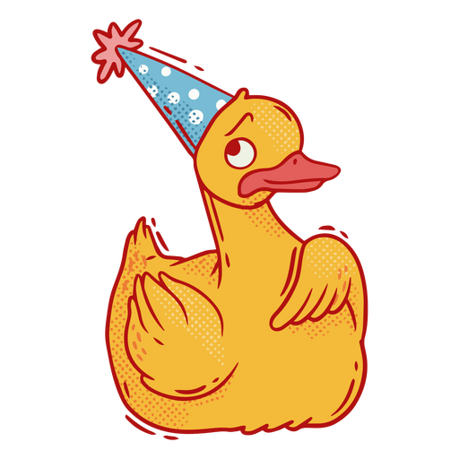 Cartoon duck wearing a party hat PNG Design