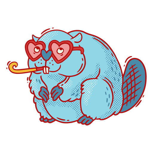 Cartoon beaver with glasses and a pipe PNG Design