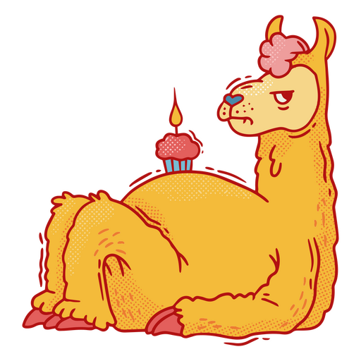 Cartoon-Lama mit Geburtstagstorte PNG-Design