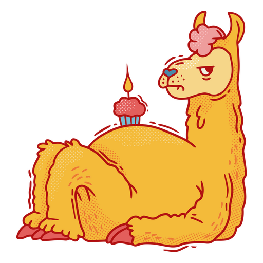 Llama de dibujos animados con un pastel de cumpleaños Diseño PNG