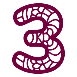 Mandala alphabet 3 number PNG Design