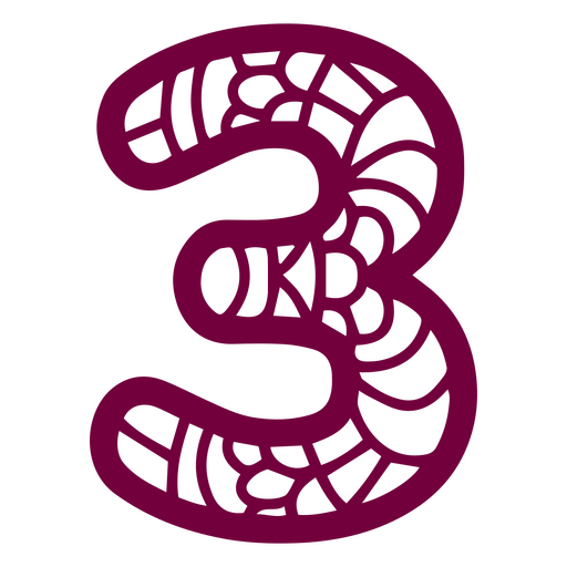 Mandala-Alphabet 3-Nummer PNG-Design