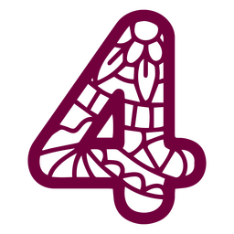 Mandala alfabeto 4 número Diseño PNG