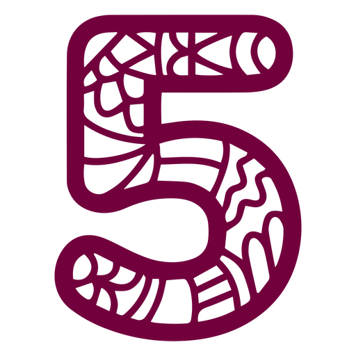 Mandala Alphabet 5 Nummer PNG-Design