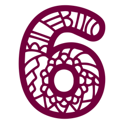 Mandala alphabet 6 number PNG Design