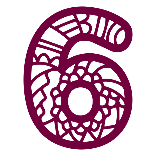 Mandala alfabeto número 6 Diseño PNG