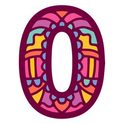 Mandala cor alfabeto 0 número Desenho PNG