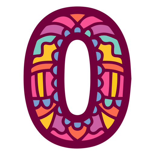 Mandala-Farbalphabet 0 Nummer PNG-Design