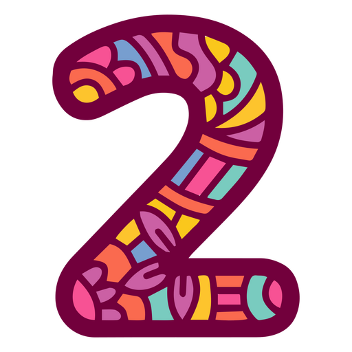 Mandala color alfabeto 2 número Diseño PNG