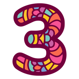 Mandala color alphabet 3 number PNG Design