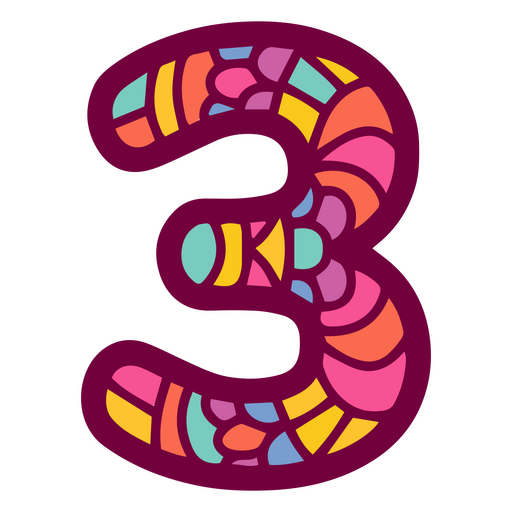Mandala color alfabeto 3 número Diseño PNG