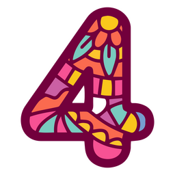 Mandala color alphabet 4 number PNG Design
