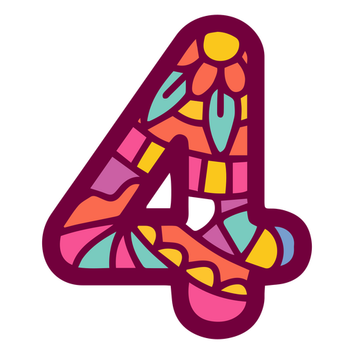 Mandala color alphabet 4 number PNG Design