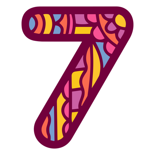 Mandala color alfabeto 7 número Diseño PNG