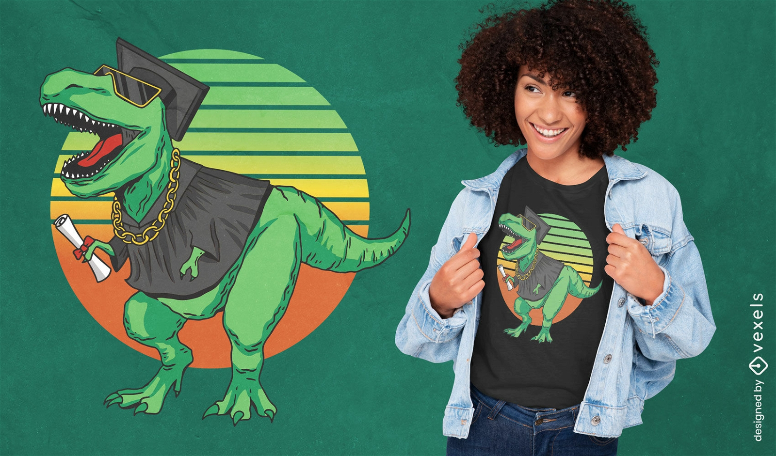 Dinosaurier-Absolvent Tier-T-Shirt-Design