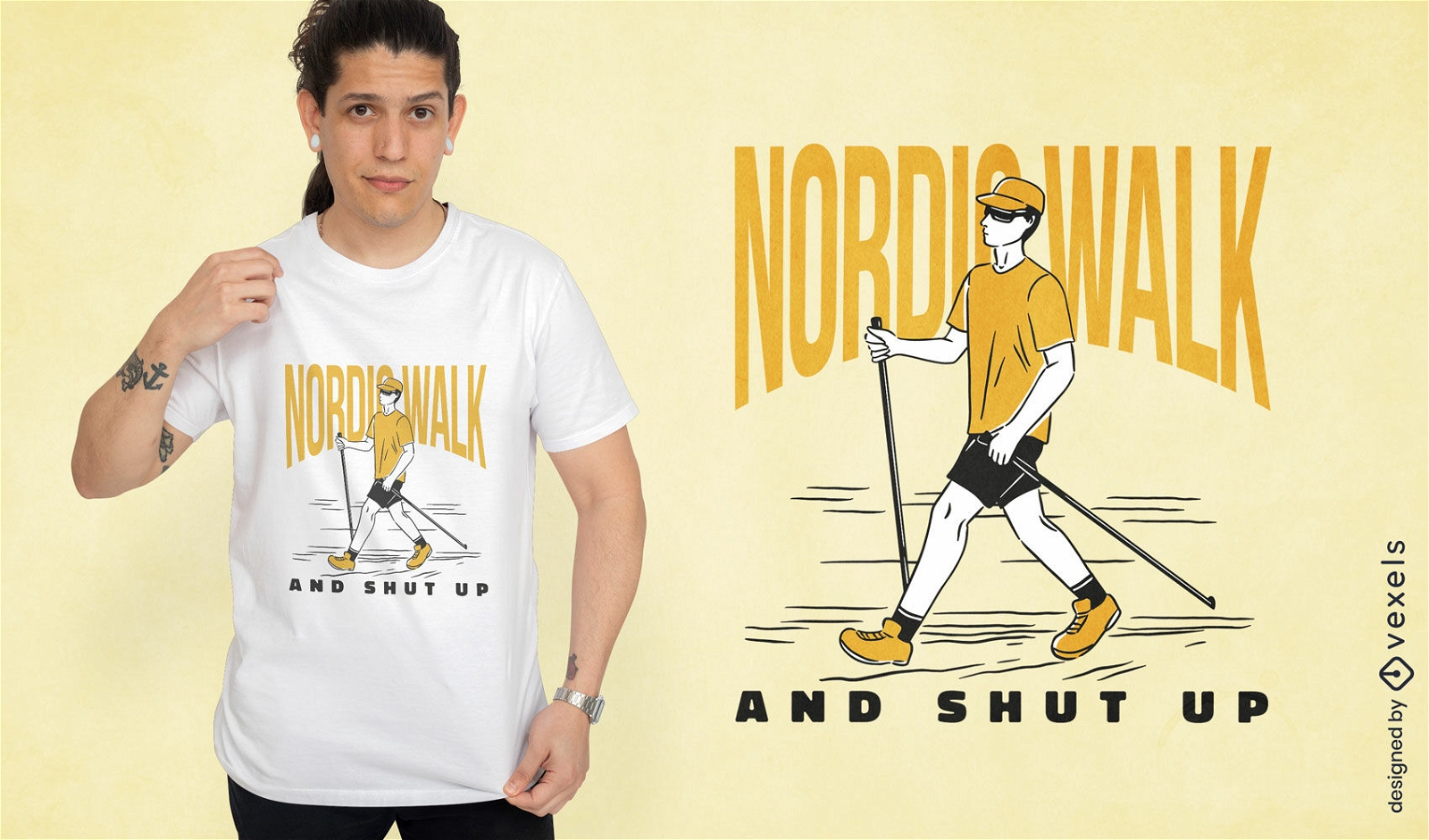 Diseño de camiseta de hobby de marcha nórdica.