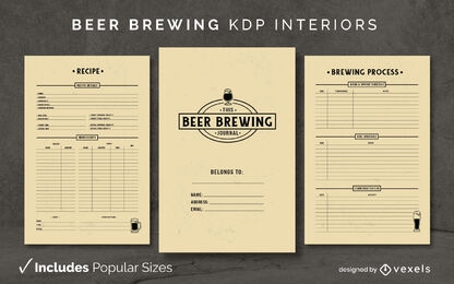 Beer brewing journal template KDP interior design