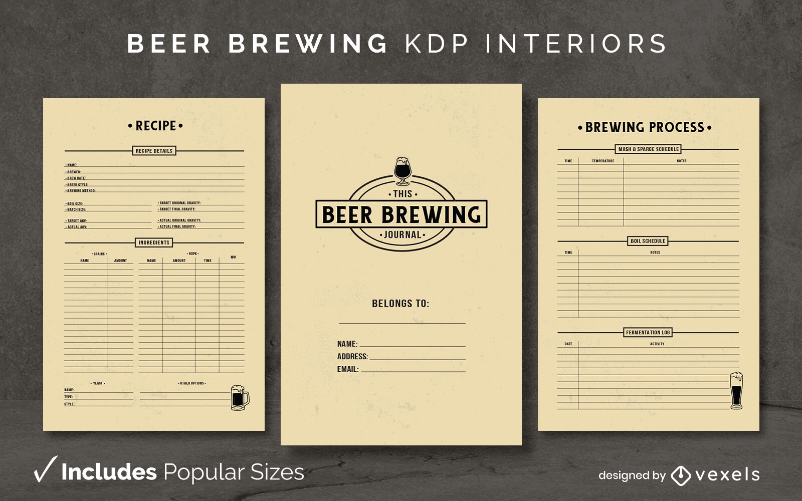 Plantilla de diario de elaboración de cerveza KDP diseño de interiores