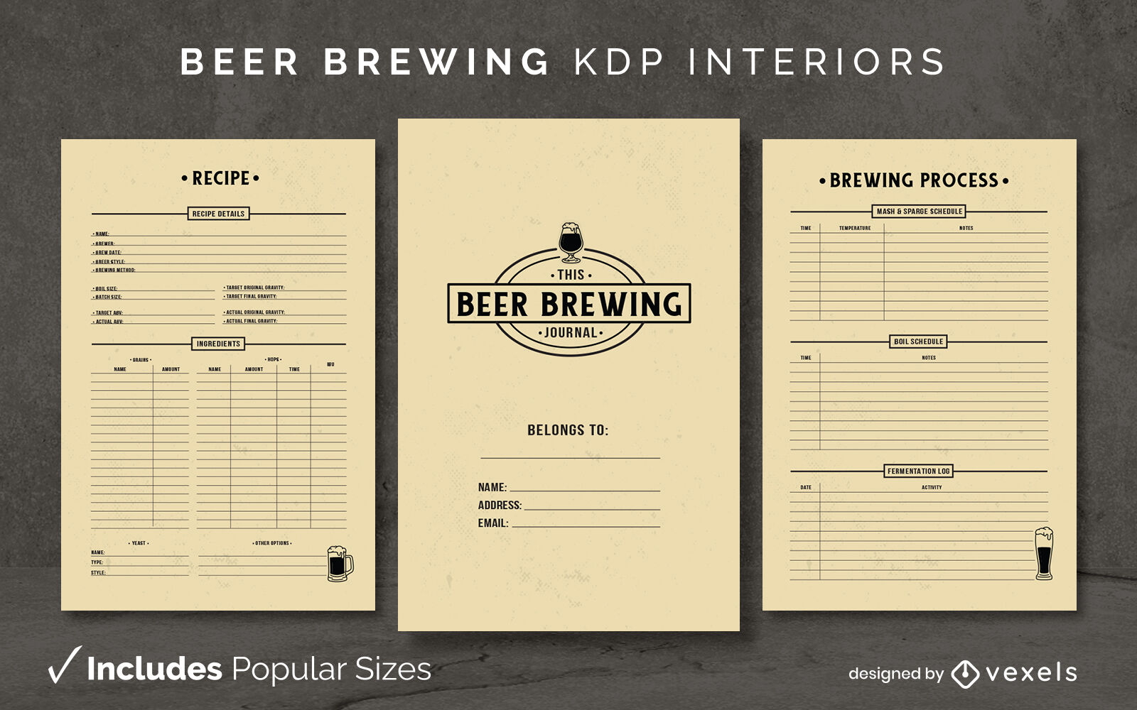 Plantilla de diario de elaboración de cerveza KDP diseño de interiores