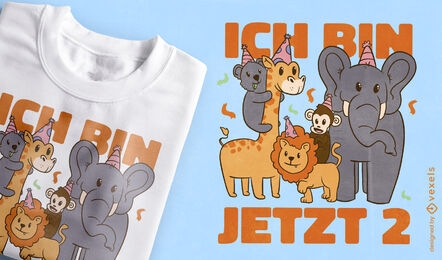 Design de camiseta de aniversário de animais fofos