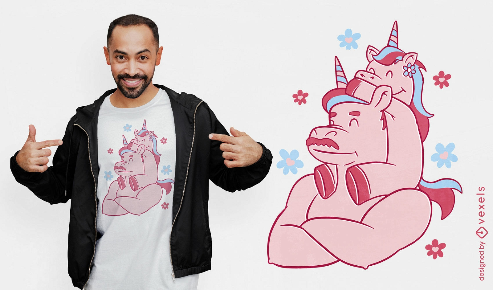 Diseño de camiseta de papá e hijo unicornio.