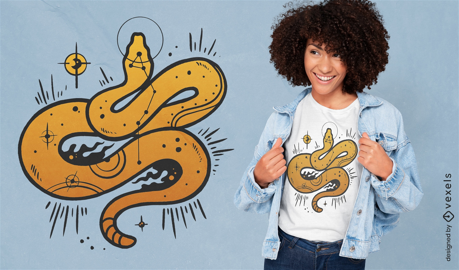T-Shirt-Design mit mystischem Schlangentier