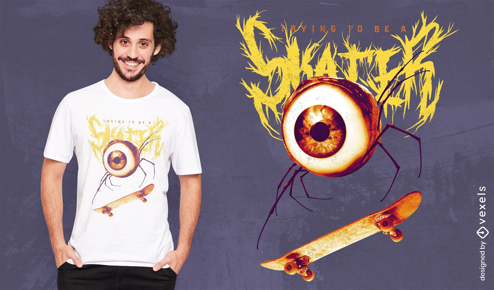 Eye in skateboard bizarre t-shirt design