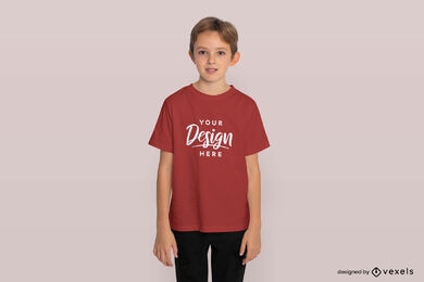 Little boy wearing t-shirt mockup