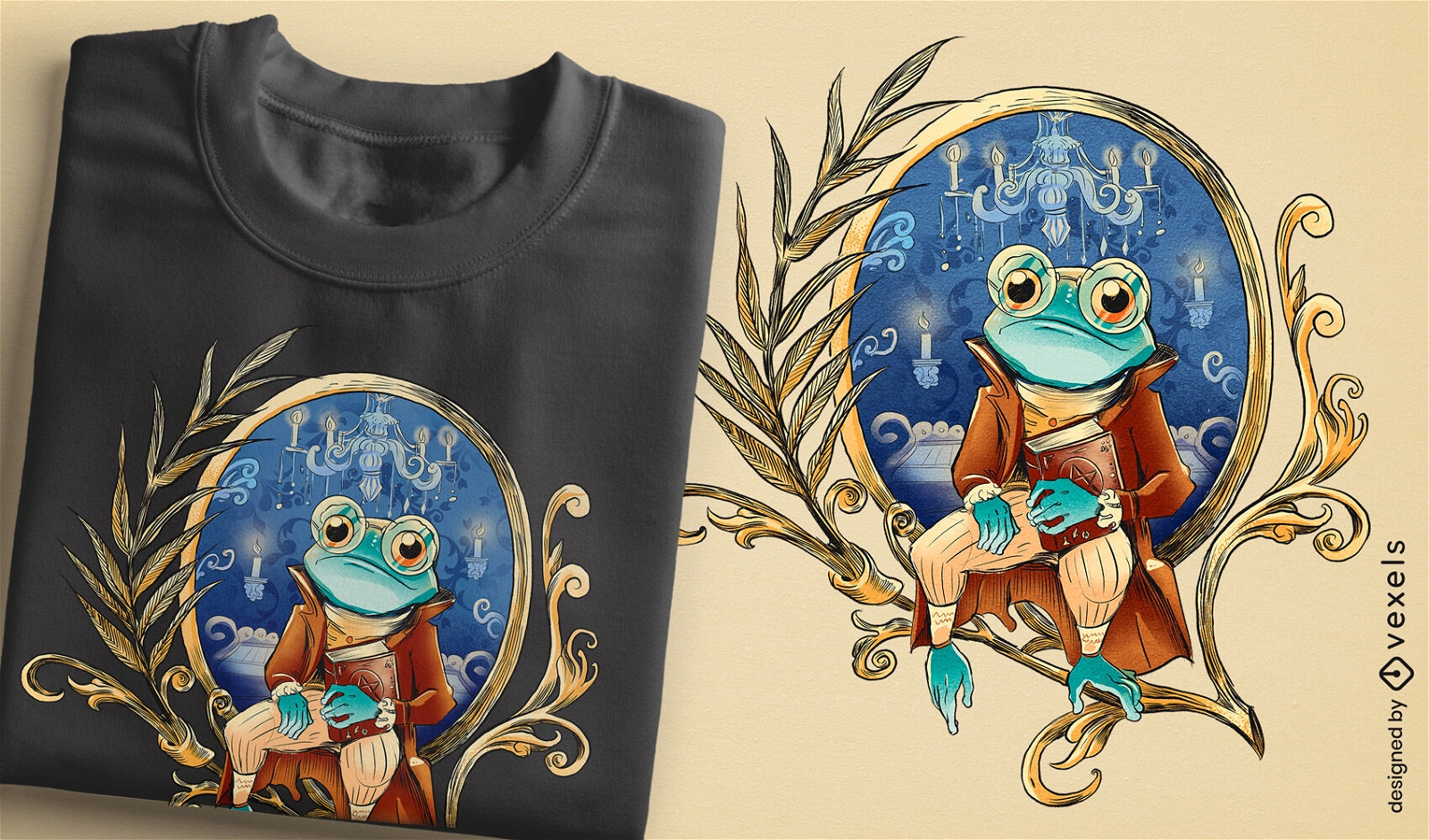 Zauberer-Frosch-Charakter-T-Shirt-Design