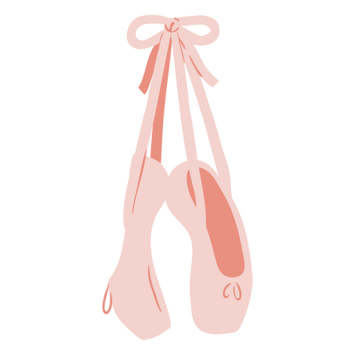 Pair of pink ballet shoes hanging PNG Design