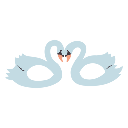 Dos cisnes en forma de coraz?n. Diseño PNG