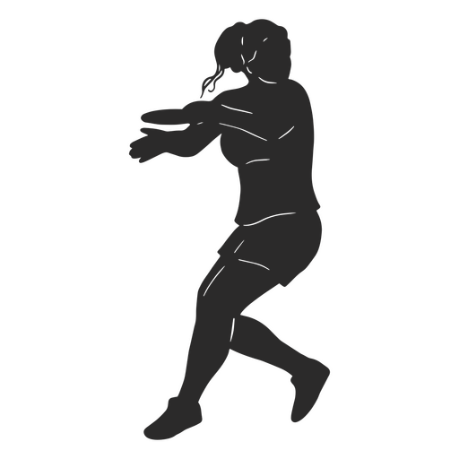 Silhouette of a woman throwing a frisbee PNG Design