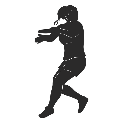 Silueta de una mujer lanzando un frisbee Diseño PNG