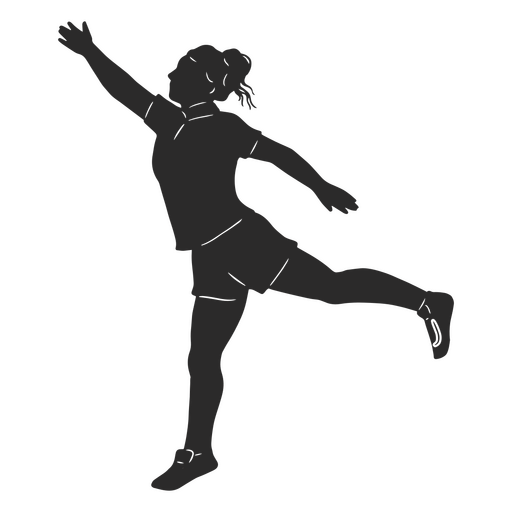 Silhouette of a girl throwing a frisbee PNG Design