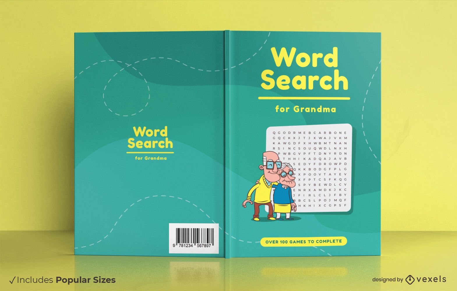 Word search for grandma book cover design