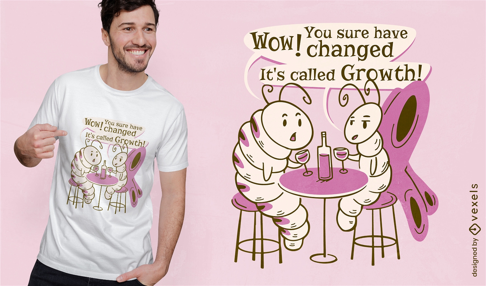 Raupen- und Schmetterlings-T-Shirt-Design
