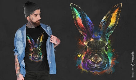 Realistic colorful rabbit t-shirt design