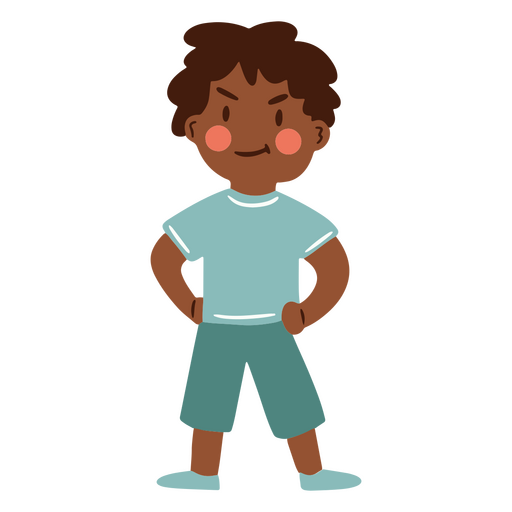 Cartoon boy standing with his hands on his hips PNG Design