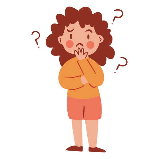 Cartoon girl with question marks on her head PNG Design