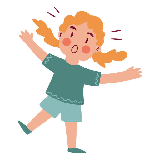 Cartoon girl with her arms outstretched PNG Design