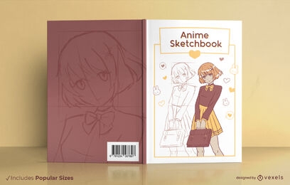 Anime girl sketchbook book cover design