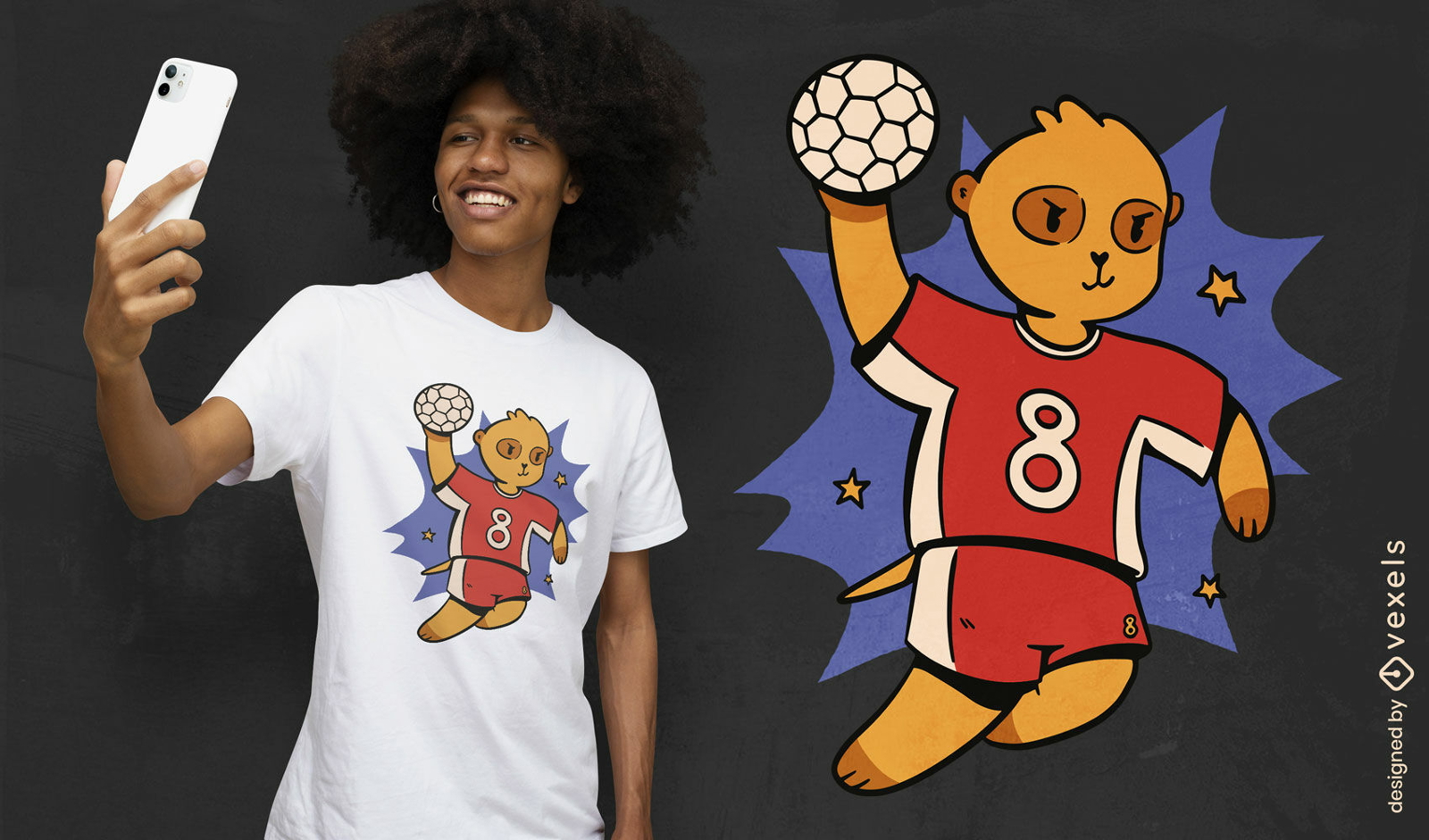 Erdmännchen, das Volleyball-T-Shirt Design spielt