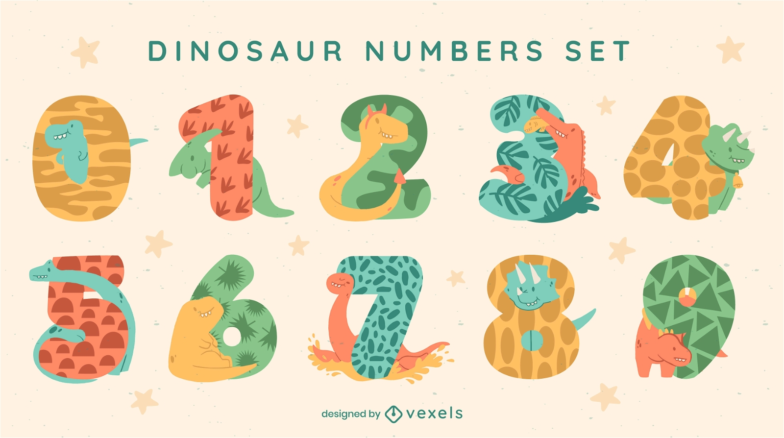 Conjunto de números de dinosaurio