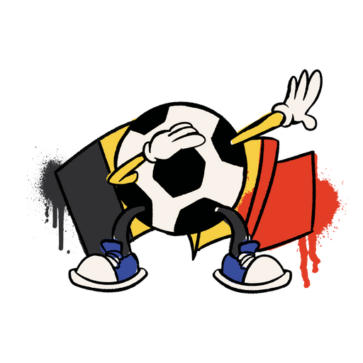 Retro- Karikatur des Deutschland-Flaggen-Fußballs PNG-Design