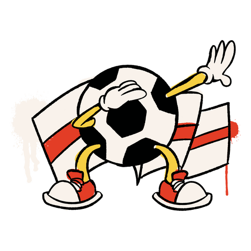 Dibujos animados retro de bal?n de f?tbol de bandera de Inglaterra Diseño PNG