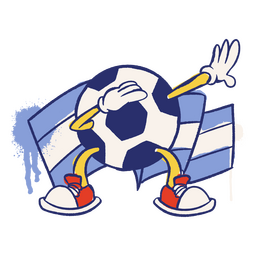 Dibujos animados retro de balón de fútbol de bandera argentina