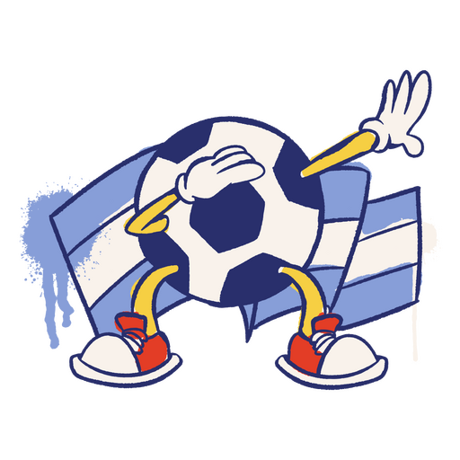 Desenho retrô de bola de futebol de bandeira argentina Desenho PNG