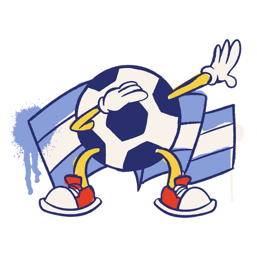 Dibujos animados retro de balón de fútbol de bandera argentina Diseño PNG