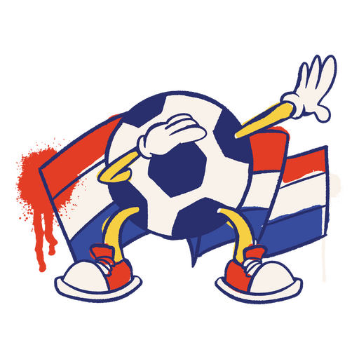 Desenho retrô de bola de futebol de bandeira holandesa Desenho PNG